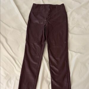 Badgley Mischka Burgundy Faux Leather Pants
